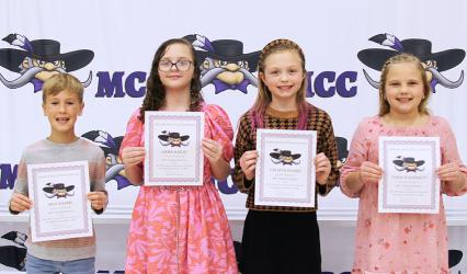 STUDENT HONOREES - 4TH GRADE: Milo Harms, Emma Kirlin, Calista Pieske, Cora Scandrett