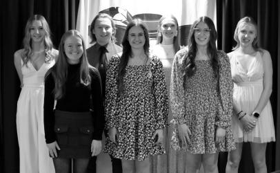 Second Year Members. L to R: Charity Kunselman, Lauren Larson, Thomas Huso, Lauren Stoel, Amber Martin, Abby Overman, Lindsey Hause. Not Pictured: Jayda Hellewell.
