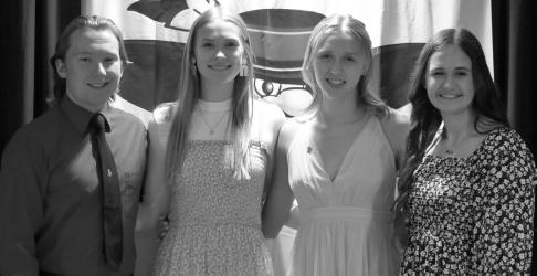 Officers: Thomas Huso (Treasurer), Amber Martin (Secretary), Lindsey Hause (Vice-President) and Lauren Stoel (President)