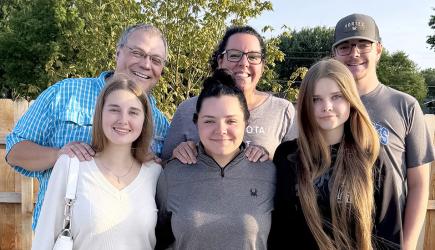 Pictured: Back: Tim Rhodes, Shannon Rhodes, Greg Rhodes, Front: Eloise Steiner, Makayla Rhodes and Antonina Godlewska.