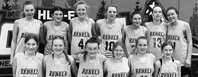 MCC 8th grade 2022-23 Girls Basketball conference runners up! Tough loss to a good HBC team in the championship game . This group of 7/8 grade girls were fun to coach and to watch their progress thru the season. Be proud ladies overall record 16-7 and Conference record 11-1 on the season. Good things to come for the future lady Rebels! Coach Joan Miller