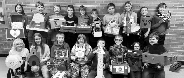Ms. DeLong’s Class had a valentine box contest in which the students were able to pick a category and create their box to be judged by other staff in the district. The five categories were techie, traditional (Valentiney), humorous, hobby, and interests/favorites.