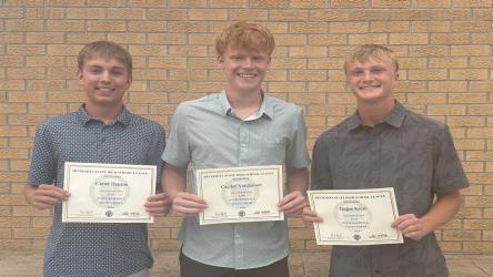 3rd Year Letter Winners (L to R): Carter Hanson, Cayden Veldhuisen, Dugan Kluis.