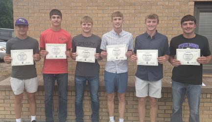 2nd Year Letter Winners (L to R): Dane Hanson, Noah Frisk, Levi Kopperud, Danny Larson, Tristan Behrends, Carson Lewis. Not Pictured: Gabe Tentinger.