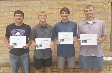 All-Section and All-State (L to R): Carson Lewis (All-Section), Dugan Kluis (All-Section), Teague Meyer (Both), Krew Schneider (Both).
