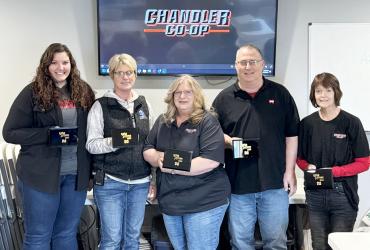 Pictured above to represent our Chandler Coop C-Stores and Card Trols (l to r) are Lisa Veldkamp, Vicki Hulstein, Carol Chapman, Loren Gunnink, and Teresa Johnson.