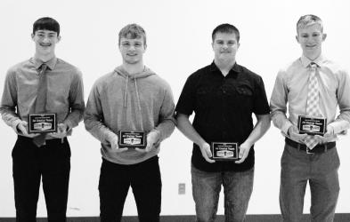 All Dist Team: L-R: Teague Meyer, Isaiah Wolske, Colby Kesteloot and Andrew Holm.