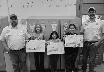 Fulda Fire Department has announced this year’s Fire Poster Winners. The National Fire Prevention Week (October 5-11) theme was “Charge into Fire Safety™: Lithium-Ion Batteries in Your Home”. The week focused on educating the public about the safe use, charging, and recycling of lithium-ion batteries, which are a common source of fires. Pictured above, L to R are: Fireman Cody Ross, 1st place Ashlyn White, 2nd place Maria A. Jimenez 3rd place Scarlett Alfaro Godinez, and fireman Phil Duerr.