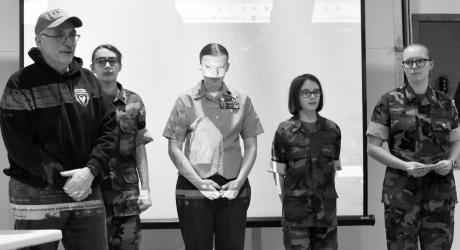 Pictured l-r: Buffalo Ridge Young Marines commander Dan Harrington, Private First Class Sophia Winters, Staff Sergeant Marlee Mitchell, Lance Corporal Addison Winters and Gunny Sargent Brooklynn Tyrrell. These young people are committed to bettering themselves and their communities.