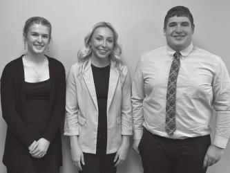 The winners of the 2022 Youth Tour Contest by Nobles Cooperative Electric are $150 Winner Isabel Thier, Youth Tour Winner Abigail Bristow, and Scholarship Winner Gabriel Thier.