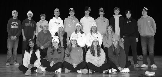 Snow Week Royalty: Front L to R: Charu Paulzine, Jaida Carlson, Jaelyn Bitker, Emaleigh Doeden, Avery Thovson. Middle L to R: Reese Wajer, Ava Deacon, Kate Blankenship, Calleigh Doeden, Lilly Kleven. Back L to R: Jake Swart, Finn Schneider, Noah Hanson, Carter Hanson, Cayden Veldhuisen, Lucas Kuball, Teague Meyer, Max Miller, Hudson Carlson, Xavier Mannon.
