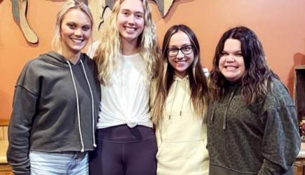 All-Conference Academic (Seniors w/3.60+ cumulative GPA over high school career) (L to R): Camdyn Kluis, Emma Richardson, Kiana Felber, and Ciera Tutt