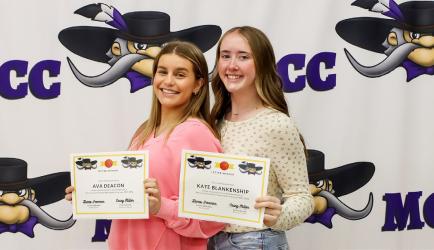 Third Year Letterwinners L - R; Ava Deacon and Kate Blankenship (4th year letterwinner Erica Doeden not pictured)