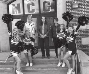 Pictured here are MCC Cheerleaders with Judy LaBoda, Mary Beech and Nancy Laible.