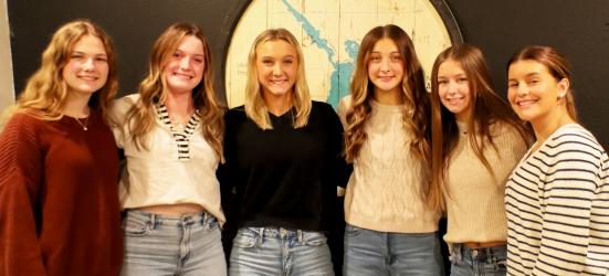 Second Year Letter Winners (L to R): Lila Scandrett, Peyton DeGreeff, Calleigh Doeden, Reese Gilbertson, Avery Thovson, Ava Deacon. Not Pictured: Erynn Rohrer.