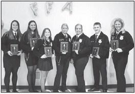 Retiring Officers: Jayda Hellewell, Lauren Stoel, Sophia Nelson, Danika Jackels, Callie Platt, Owen Moline and Seanna Swenson.